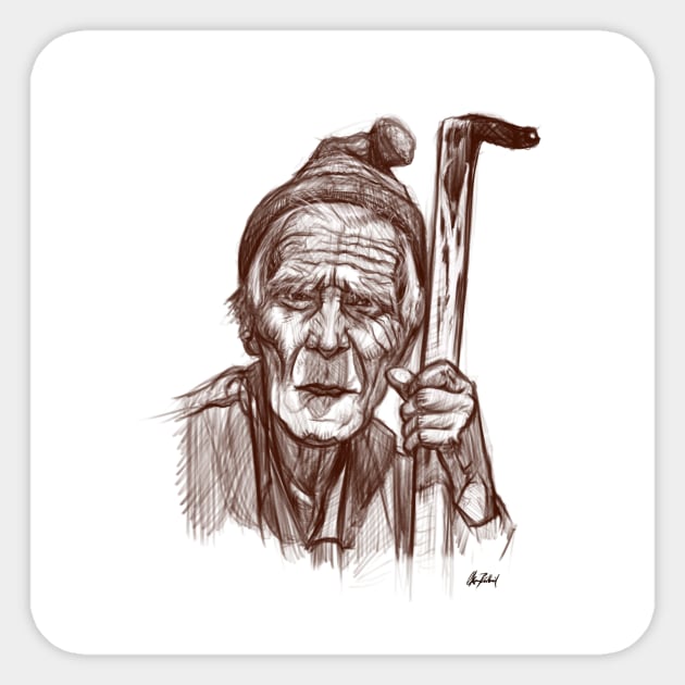 old man Sticker by Artofokan